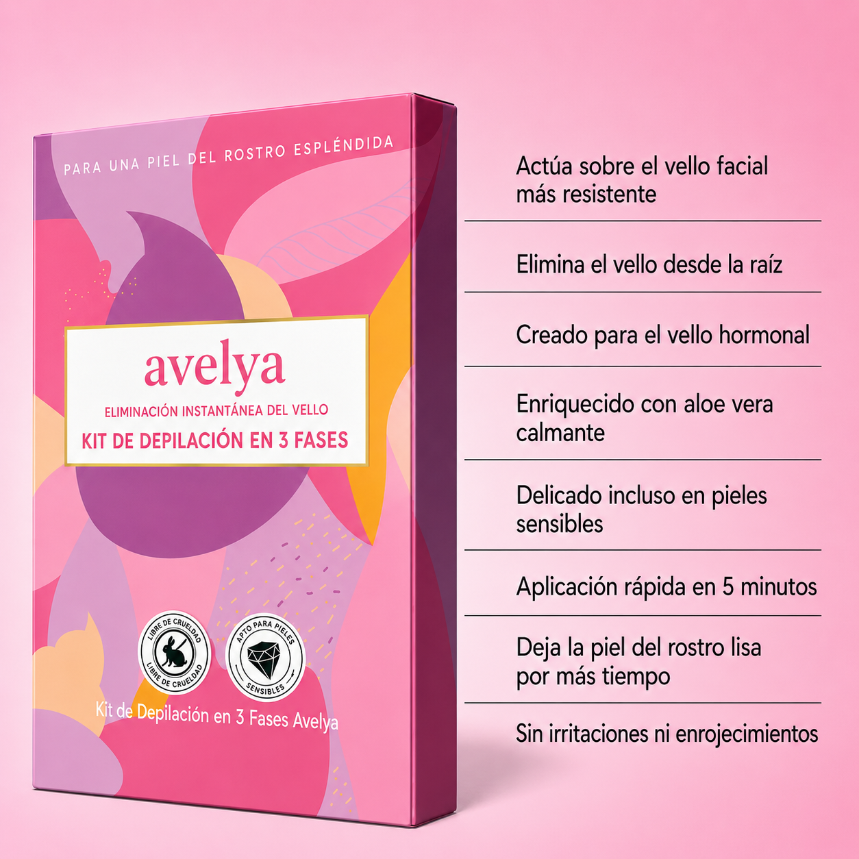El primer kit completo de 3 fases que debilita y disuelve el vello hormonal sin dolor ni irritaciones